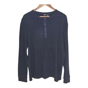 Apt. 9 Henley Shirt Long Sleeve Casual Cotton Top Blue‎ Mens XL